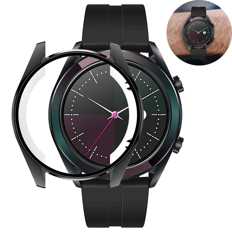 

watch Accessories for Huawei Watch GT 2 46mm Case PU Ultra-Slim Electroplate Protection Cover Soft Silicone Frame
