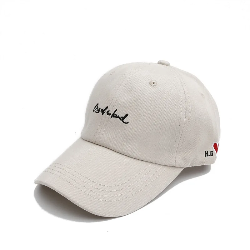 Beige Хлопок Регулируемая буква сердце вышивка хип хоп Snapback шляпа модная бейсболка согнутая Черная мужская шляпа для женщин - Цвет: Beige