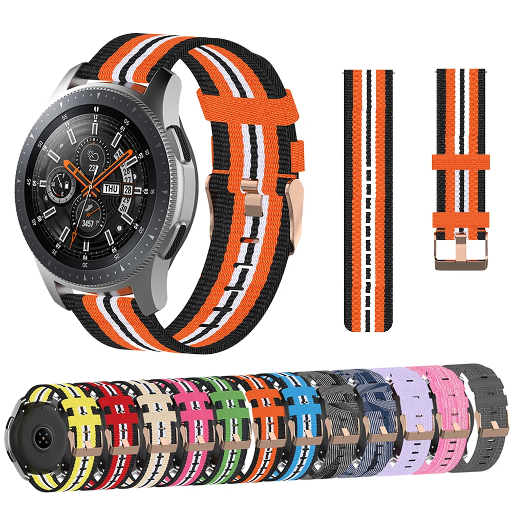 18 20 мм 22 мм холщовый нейлоновый ремешок для часов для samsung Galaxy Watch 42 мм 46 мм Active2 huawei Watch GT2 Amazfit GTR браслет