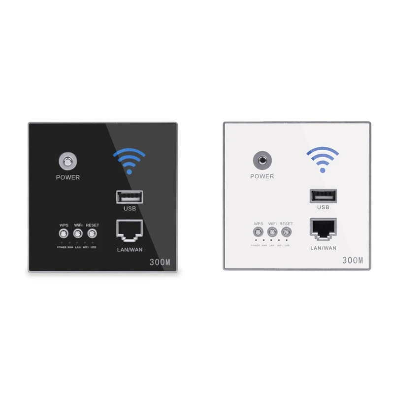 

2 Pcs 300Mbps Wall Router 110V/220V Power Ap Relay Smart Wireless Wifi Repeater Extender Wall Embedded 2.4Ghz Router Panel Usb S