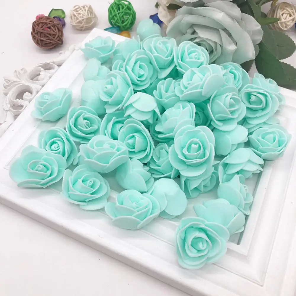 7 100 шт ПЭ пена искусственный цветок головка розы Искусственные цветы Дешевые Свадебные украшения для скрапбукинга Подарочная коробка diy ВЕНОК многоцелевой - Цвет: 7