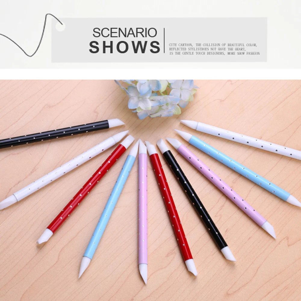 5PCS Double Head Nail Art Brush Nail Art Hollow Carving Pen Silicone Brushes Manicure Carving Emboss Nails Dotting Tools
