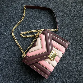 

European station contrast luxury handbags women bags designer crossbody bags for women elegant handbags Rivet lock chain
