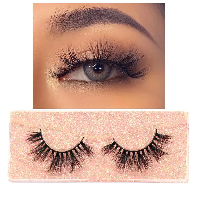 FOXESJI Makeup Eyelashes 3D Mink Lashes Fluffy Soft Wispy Natural Cross Eyelash Extension Reusable Lashes Mink False Eyelashes K07
