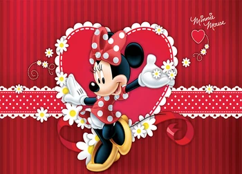 

Cartoon Red Dance Minnie Backdrop Heart White Polk Dots Girls Birthday Party Photography Backgrounds for Photo Studio