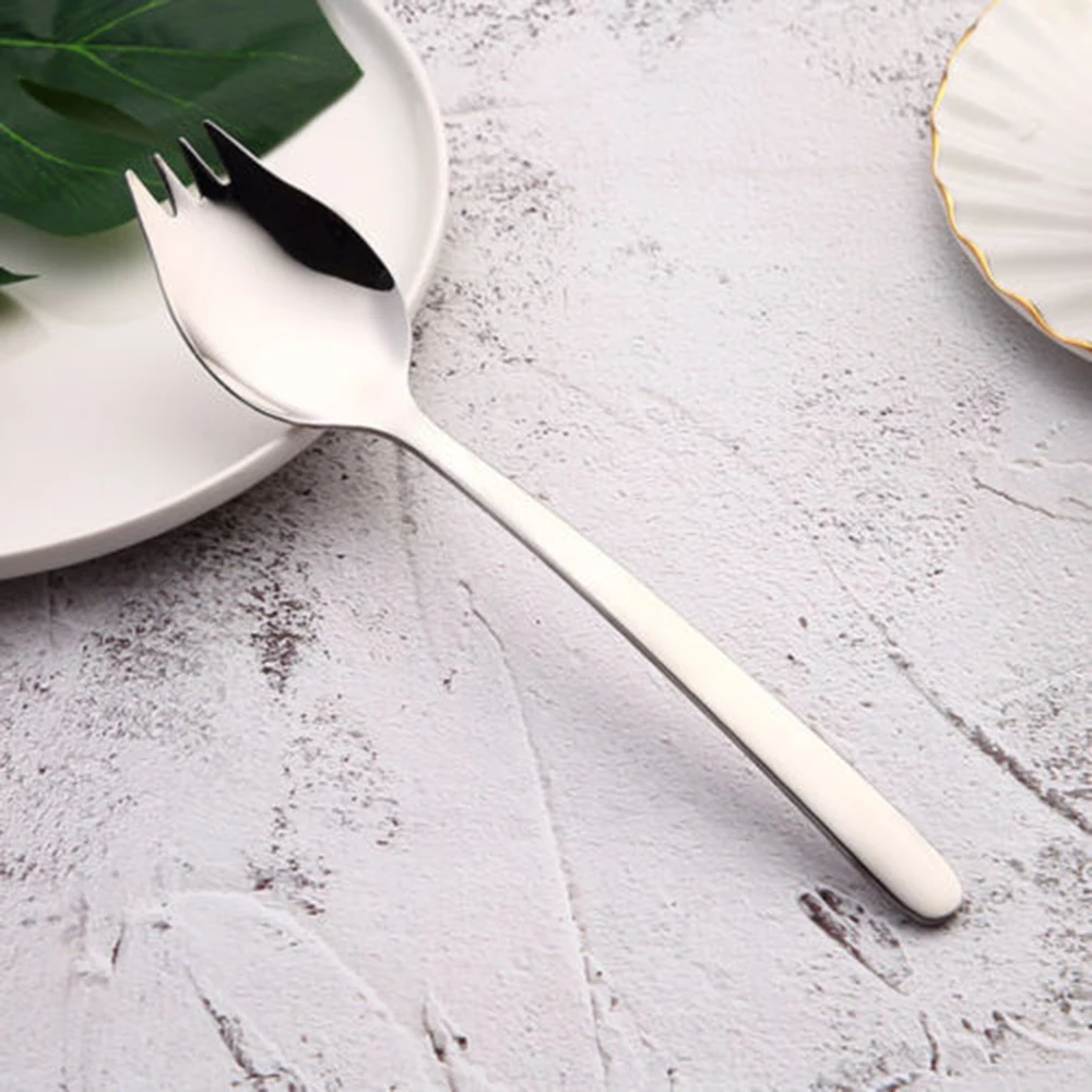 

2-In-1 Stainless Steel Spork Spoon Fork Cutlery Uses Kitchen Utensil Travel Tool