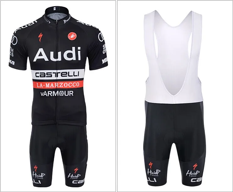 Новый Audi короткий рукав Велоспорт Джерси нагрудник 9D НАБОРЫ MTB велосипед одежда