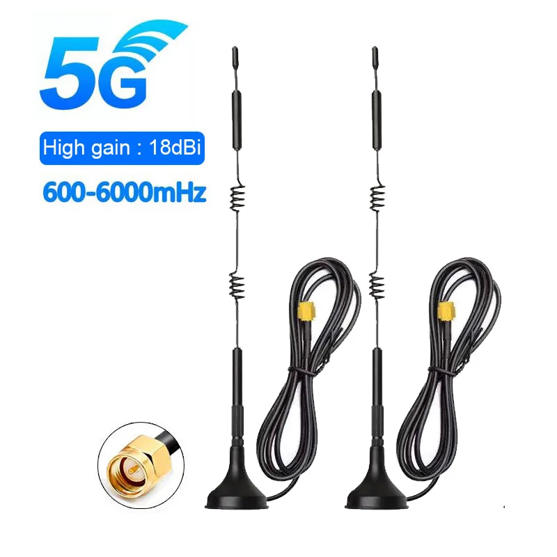 2pcs Magnetic Antenna 5G 4G 3G 2G 600-6000Mhz 18dBi SMA Male with 3M Cable 2.4G Wifi for Modem Wireless Router | Мобильные телефоны