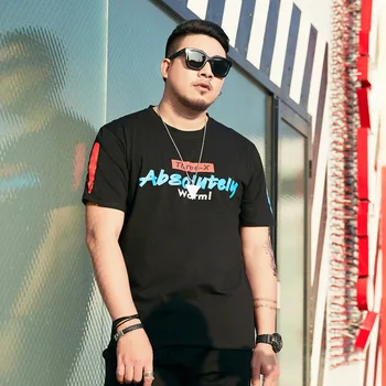 

Large Men's Short-Sleeved T-shirt Fashion Loose Bottoming Shirt Fat Plus-sized round Neck Cotton Half Sleeve Lard-Bucket Shirt