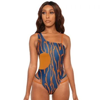 

One Shoulder Printed Piece Swimsuit Woman African Swimwear 2020 New Padded String Beach Bathing Suits 1 Badpak