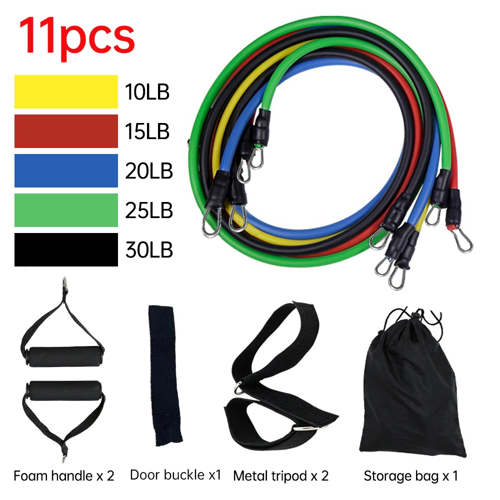 

11Pcs/Set Latex Resistance Bands Crossfit Training Exercise Yoga Tubes Pull Rope Rubber Expander Elastic Bands Fitness Equipment