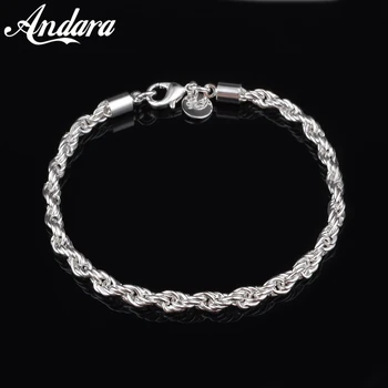 

Fashion Jewelry 925 Sterling Silver Bracelet 3MM4MM Twist Bracelet Woman & Men Jewelry Gift