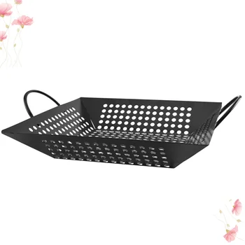 

1Pc Outdoor BBQ Tool Barbecue Grill Practical Fry Pan Non-stick Plate Roasting Tool Black(Black)