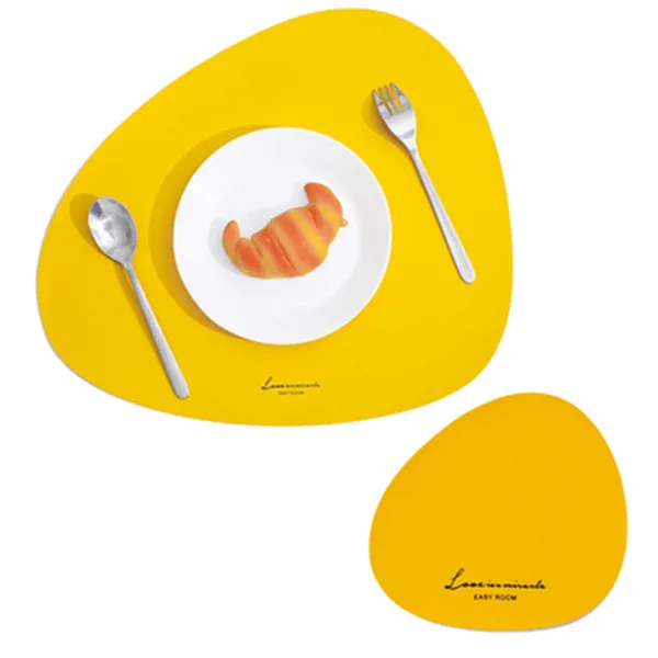yellow Шикарный коврик из искусственной кожи для обеденного стола, креативный коврик с золотым буквенным принтом, Нескользящие подстилки для чаши, подставки для кофейных напитков, домашний декор - Цвет: yellow