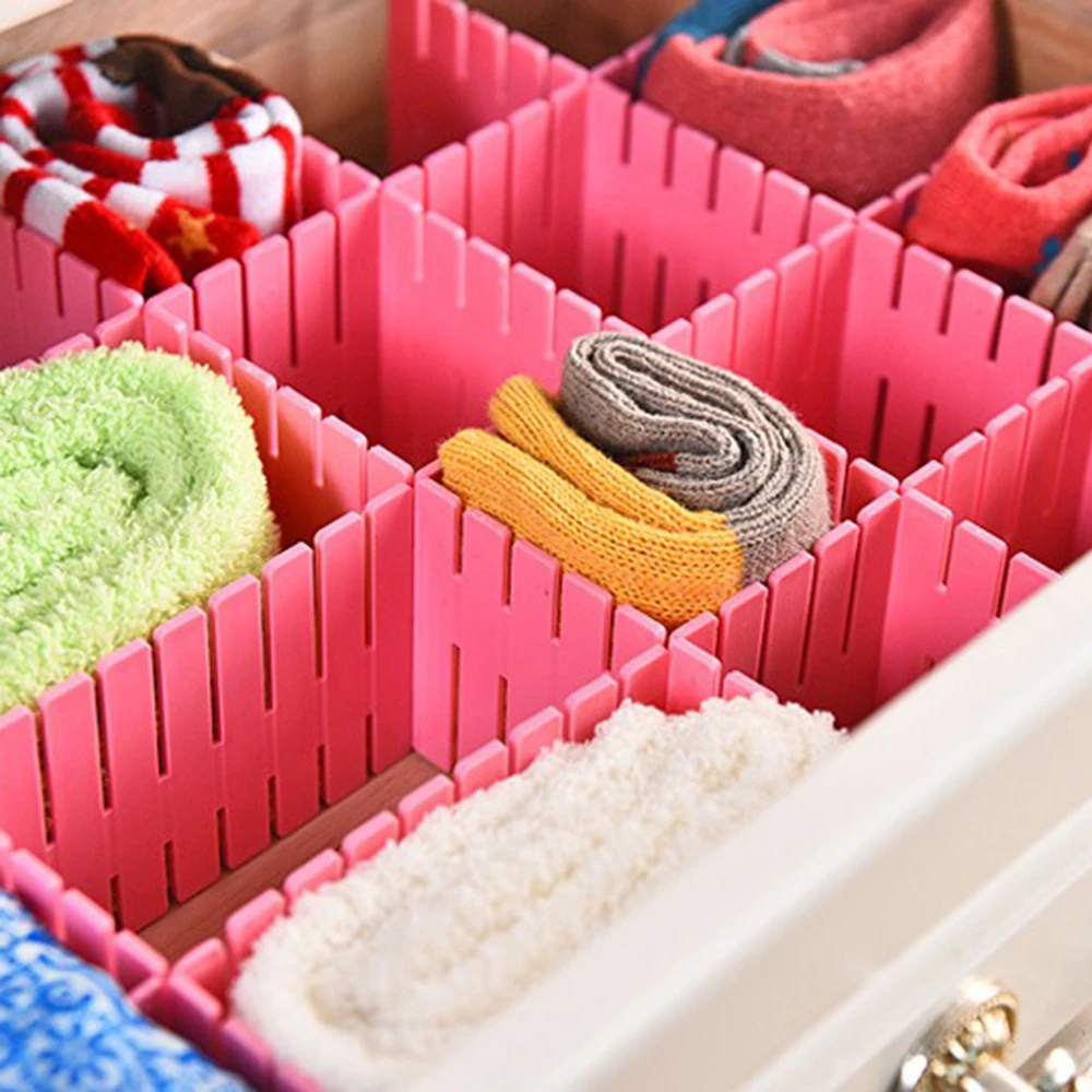 4Pcs DIY Plastic Drawer Grid Separator Divider Partition Storage Organizer  Underwear Socks Makeup Cabinet Clapboard Tools| | - AliExpress
