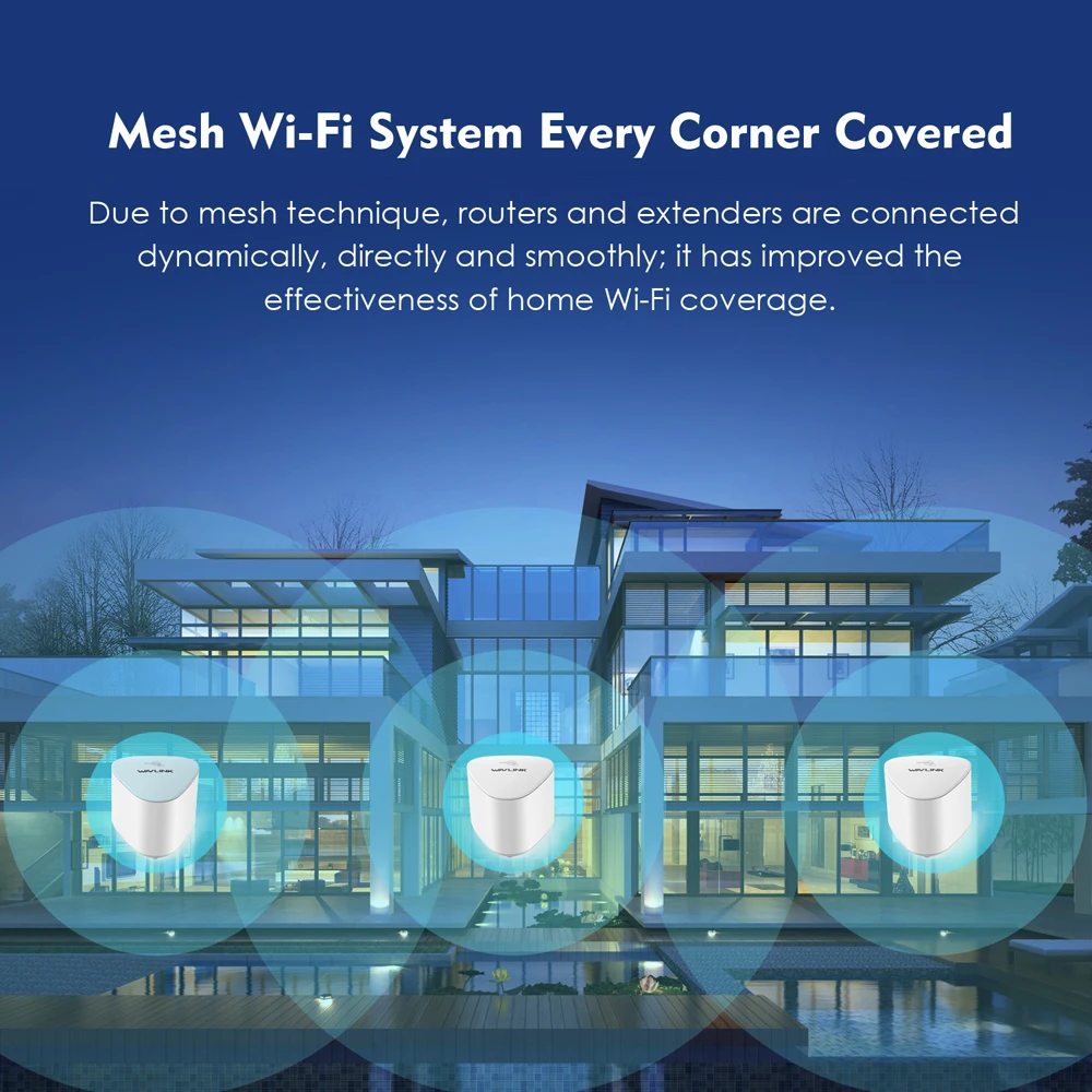Wavlink AC2100 беспроводной Wifi роутер весь дом WiFi сеточная система MU-MIMO гигабитный wifi повторитель двухдиапазонный 2,4G& 5Ghz с Touchlink