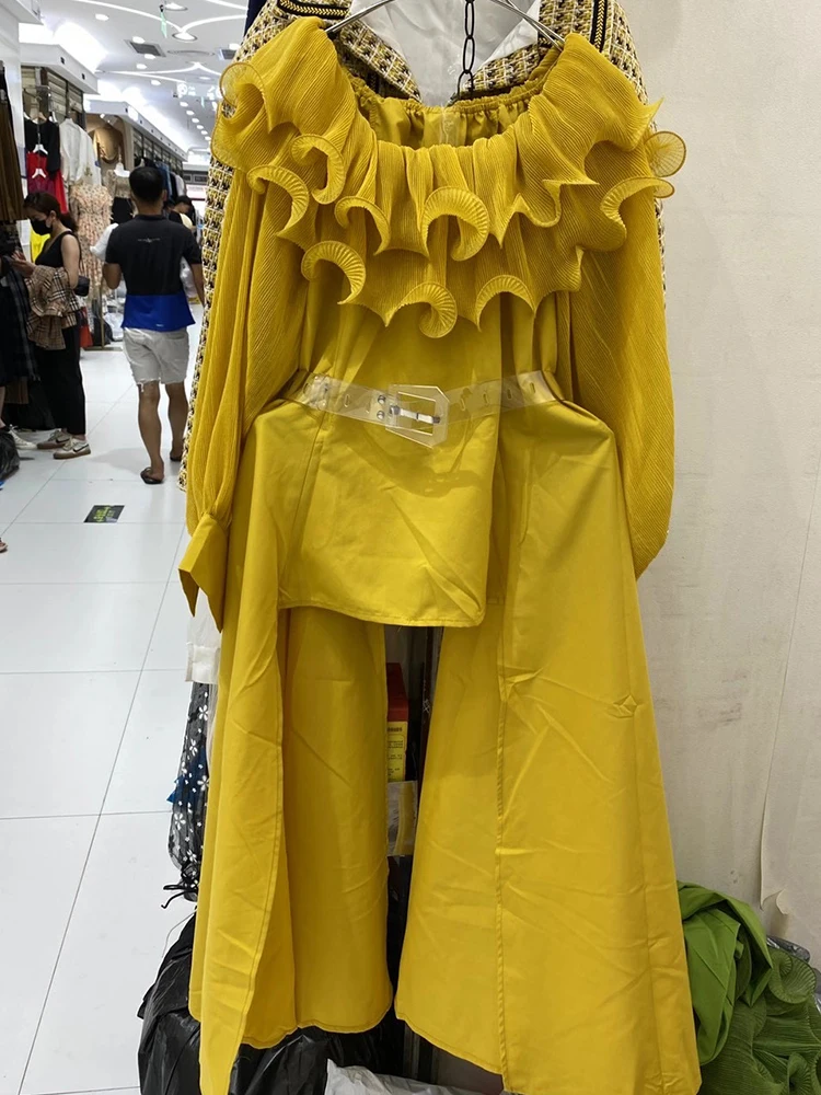 Heavy craftsmanship pleated zou lotus leaf collar
