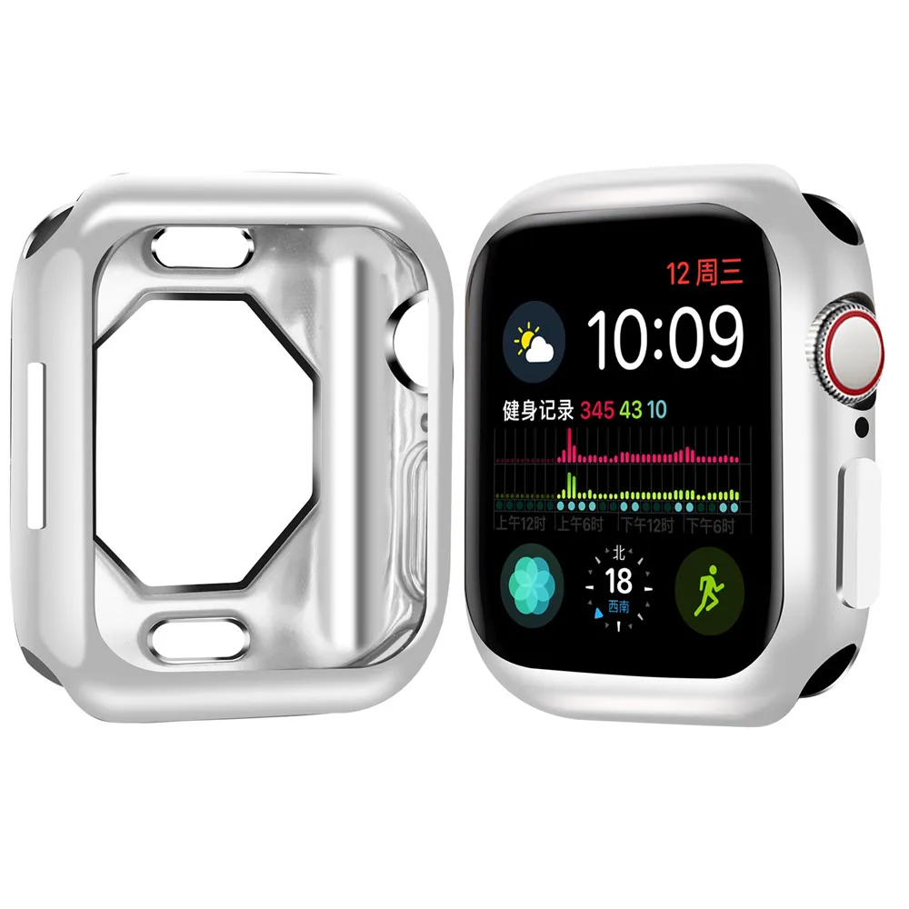 SILVER Чехол для часов для Apple Watch Case5 4 3 2 1 40 мм 44 мм прозрачная защитная оболочка из ТПУ для защиты экрана iWatch - Цвет: SILVER
