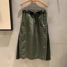 LANREM новая весенняя плиссированная винтажная японская юбка на завязках с высокой талией на молнии Женская Нижняя юбка WJ97706L