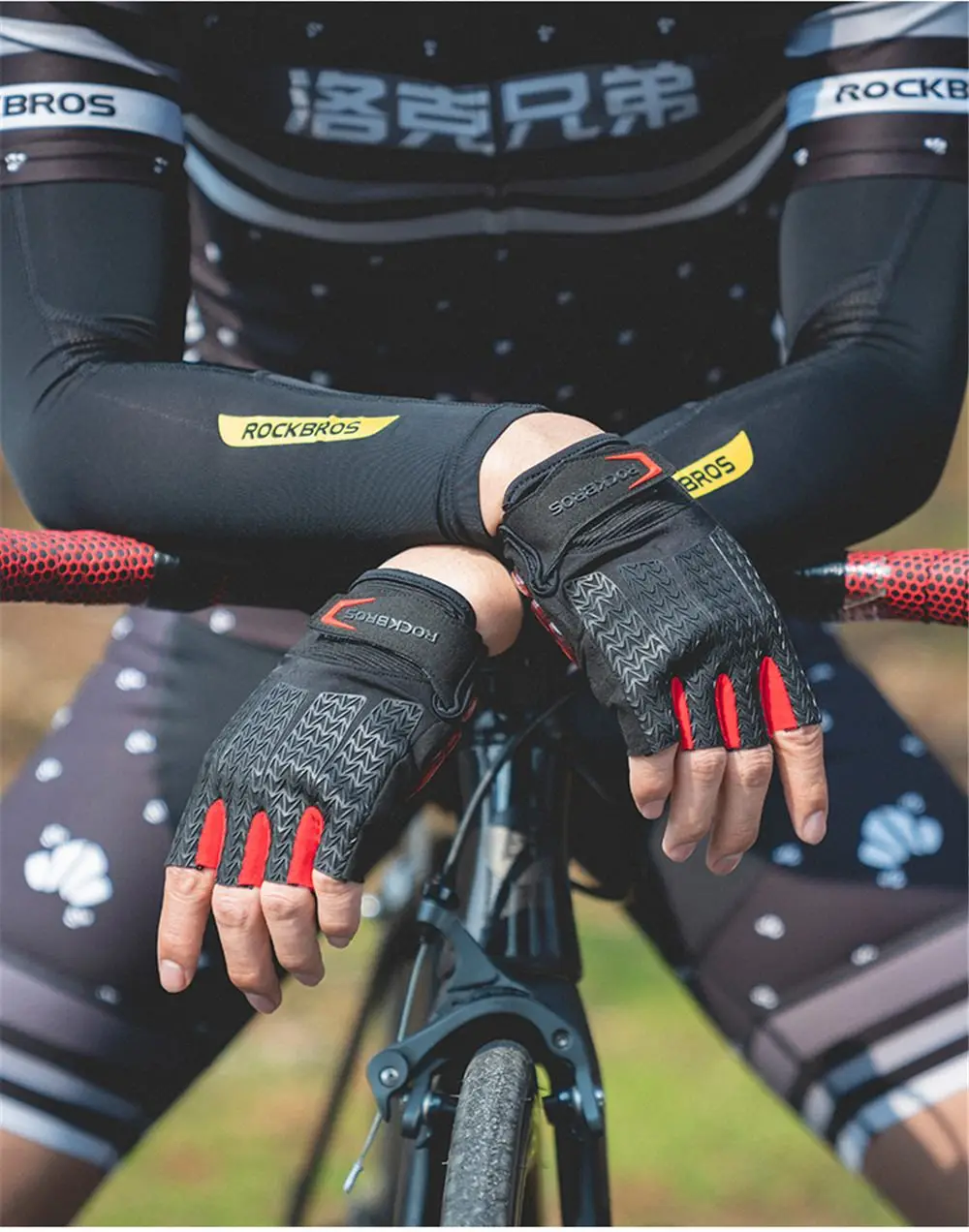ROCKBROS, велосипедные перчатки с полупальцами, сенсорный экран, MTB, велосипедные перчатки, противоударные велосипедные перчатки, варежки для осени и весны
