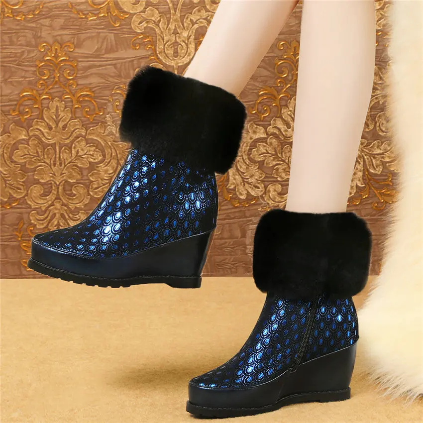 Женские зимние ботинки из коровьей кожи на танкетке и высоком каблуке; Зимние Туфли-лодочки с кроличьим мехом; высокие кроссовки в готическ... Женские зимние ботинки из коровьей кожи на танкетке и высоком каблуке; Зимние Туфли-лодочки с кроличьим мехом; высокие кроссовки в готическ...