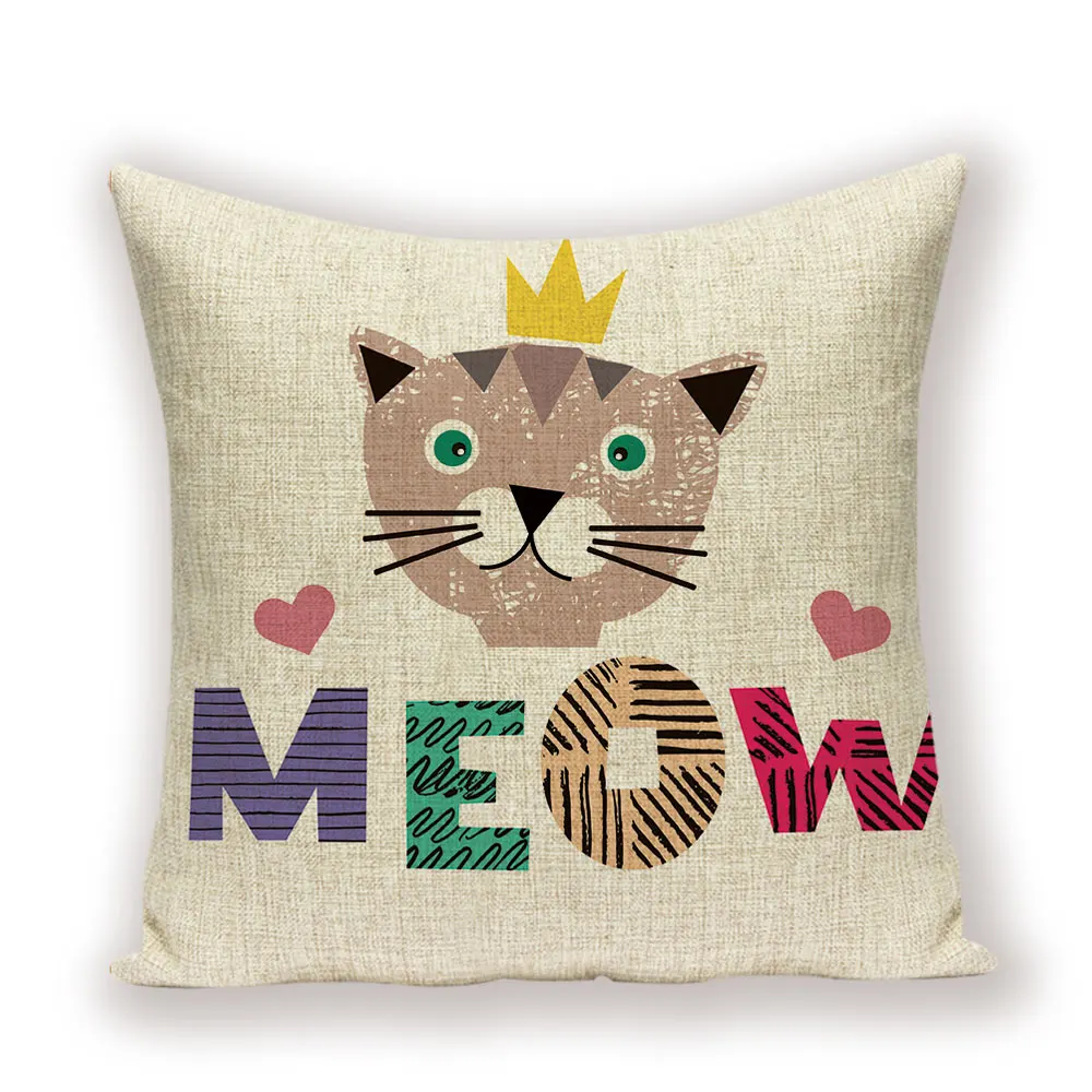 L1399-6 С рисунком кота из мультфильма, накидка для подушки, милый котенок декоративная наволочка Чехлы для подушек автомобиля размером 45*45 см белье Гостиная подушки Чехол Cojin - Цвет: L1399-6