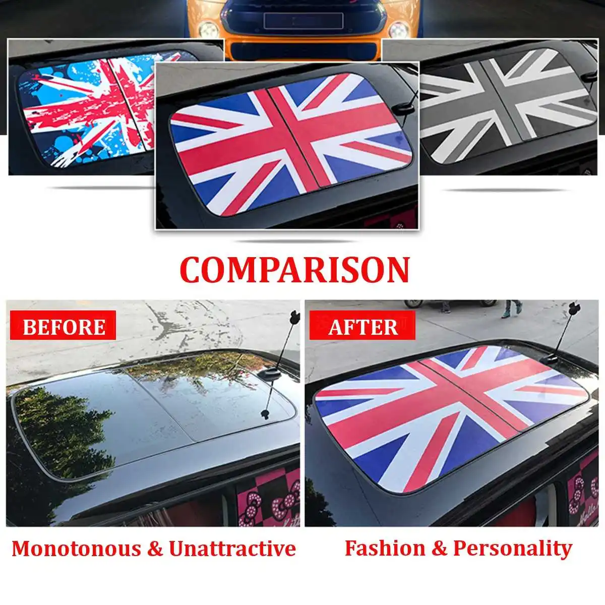  1x PVC Car Sun Roof Graphics Decor Sticker Decal For Mini Cooper 2002-2006 F54 F55 F56 R55 R56 R60 