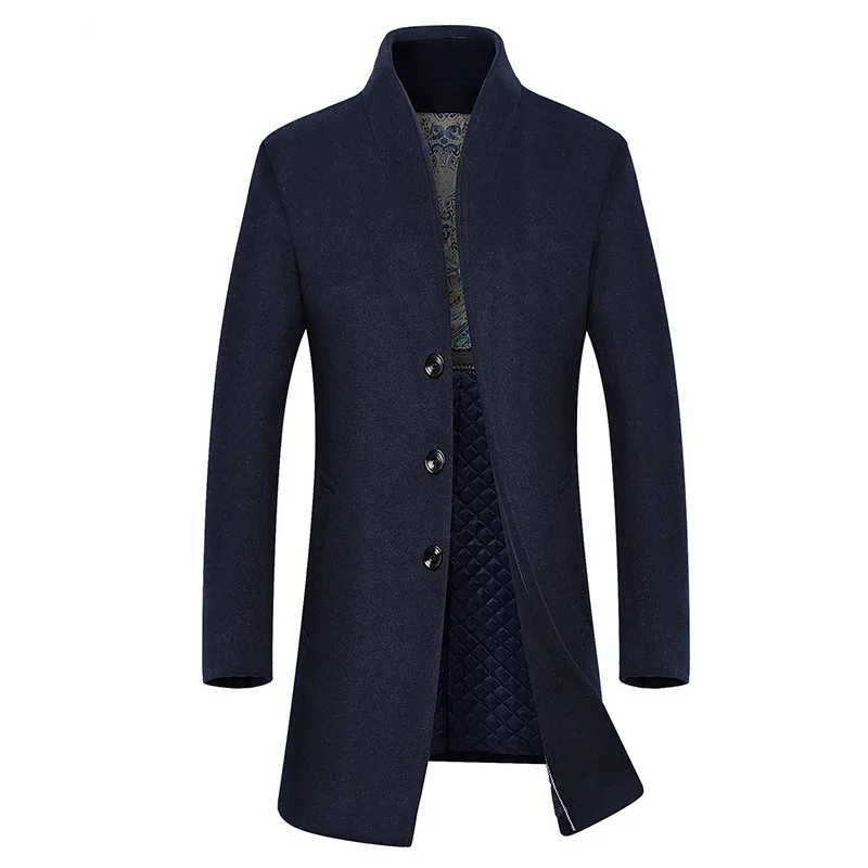 Factory Wholesale Winter Men's Windbreaker Coat Long Woolen Coat Small Stand Collar Wool Woolen Cloth Coat Factory Wholesale Winter Men's Windbreaker Coat Long Woolen Coat Small Stand Collar Wool Woolen Cloth Coat