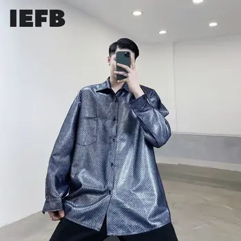 

IEFB /men's wear autumn design lace overlay personalized fashion niche stage performance shirt oversized blouse male 9Y3272