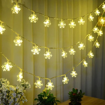 

Thrisdar Christmas Snowflake LED String Lights 220V 10M 20M 50M 100M Snowflake Twinkle Garlands Holiday Party Wedding Decoration