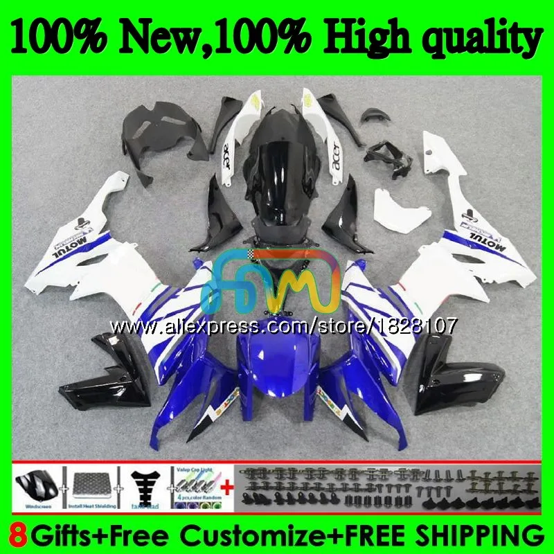 Корпус для KAWASAKI ZX1000C ZX-10R ZX 10R 1000CC 17BS. 12 ZX1000 ZX 10 сотрудников отдела исследований сине-белые ZX10R 08 09 10 2008 2009 2010 ABS комплект обтекателей