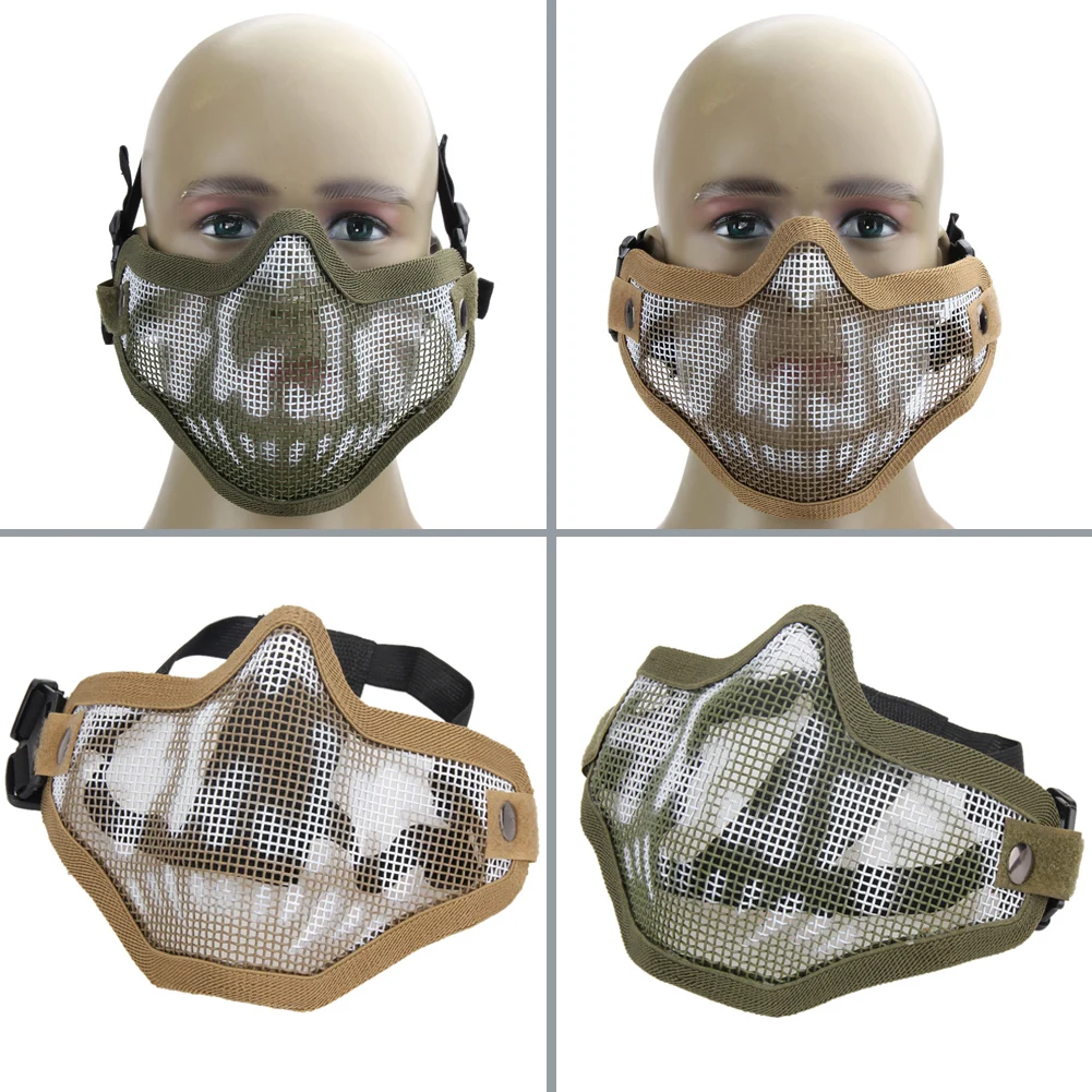 Outdoor Half face mask protector Tribal Chief Mask Half Face Metal Steel Net Mesh Hunting Tactical Protective Mask 3 colors