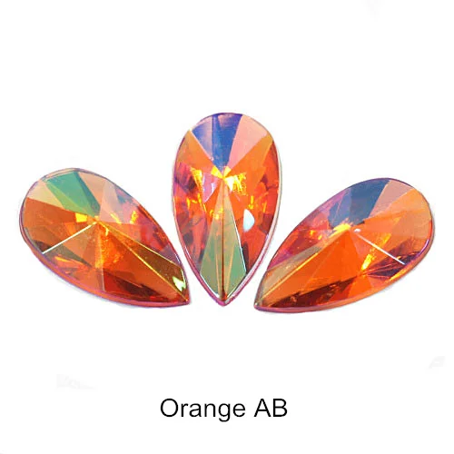 Orange AB Каплевидные Акриловые стразы для дизайна ногтей со стразами AB, не исправляющие стразы, капельки, акриловые Пришивные украшения для дизайна ногтей B2965 - Цвет: Orange AB