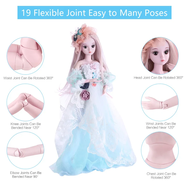 UCanaan 23,6 дюймов BJD куклы с 19 шарнирными шарнирами SD Одежда для кукол наряд обувь парик волосы макияж для девочек подарок и куклы Коллекция