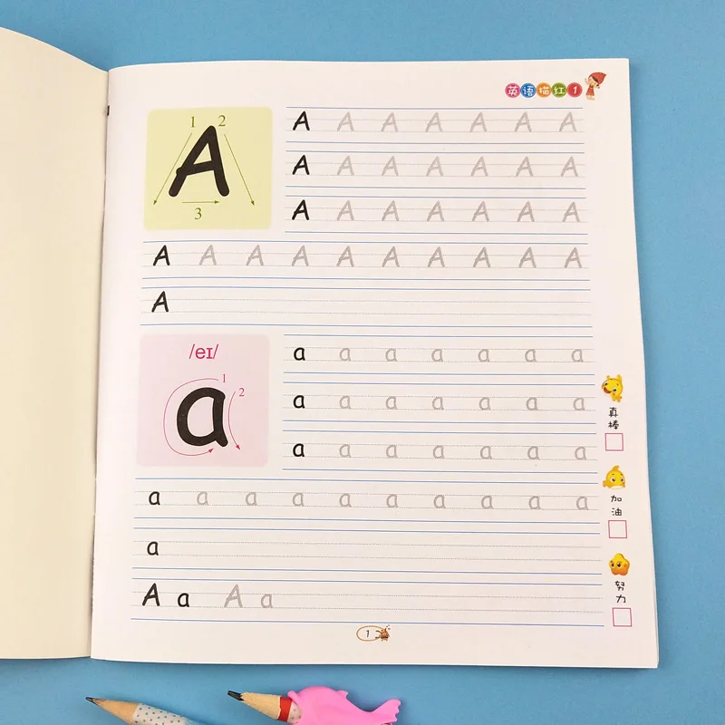 

2Books Preschool English 26 Alphabet Writing English Calligraphy copybook for kid Children Exercises Calligraphy Practice Book