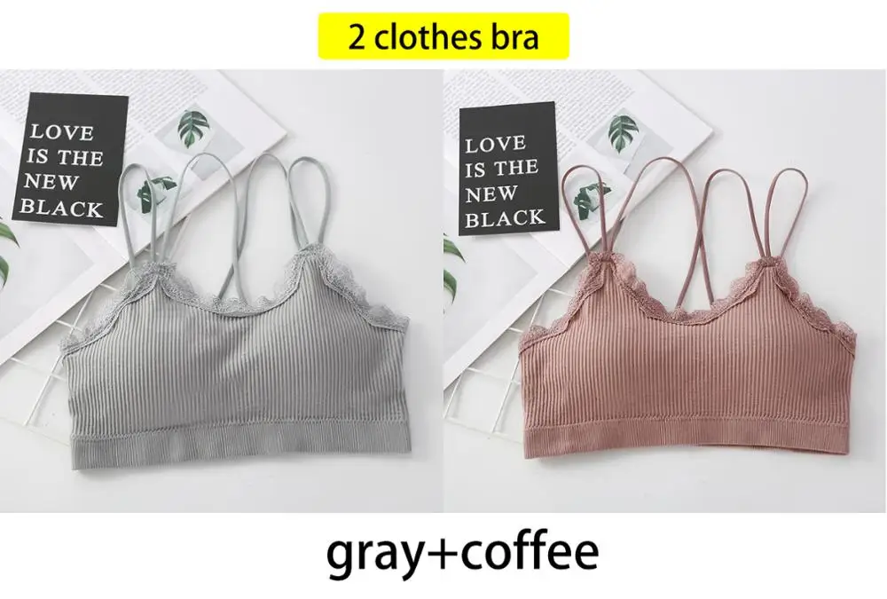 gray coffee French Style 2pcs Solid Color Sexy Lingerie Seamless Bra Wire Free Comfort Push Up Bras for Women Underwear Bralette - Цвет: gray coffee