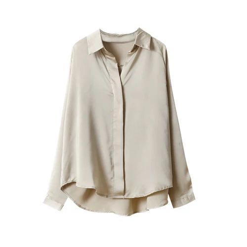 Blusas mujer de moda, Женские топы и блузки на пуговицах, однотонные женские рубашки с длинным рукавом, блузки для женщин, топы, одежда 6649 50 - Цвет: Apricot