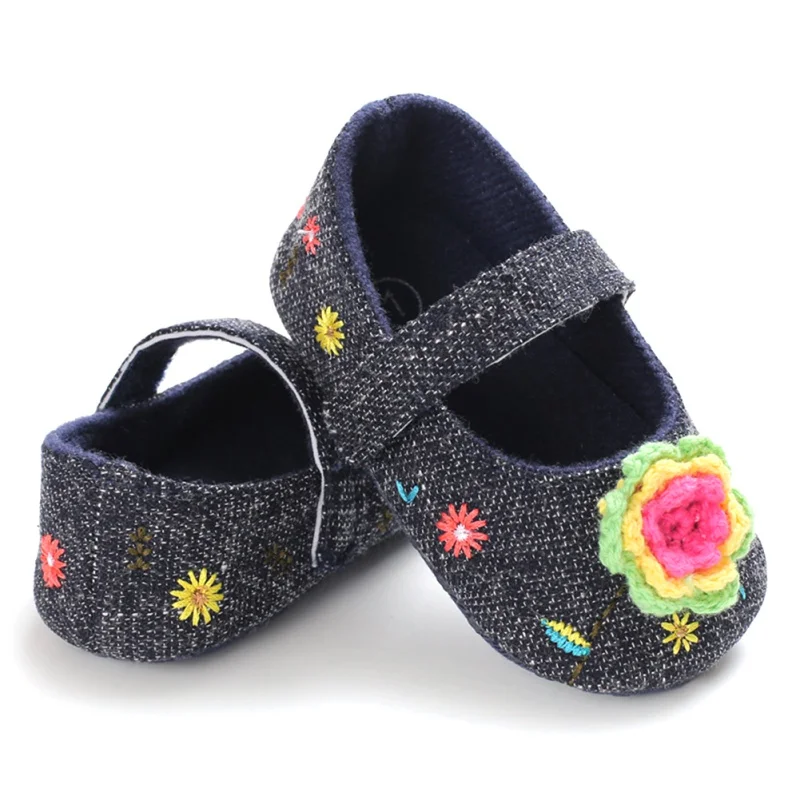 Нескользящая Повседневная прогулочная обувь для маленьких девочек; нескользящие кроссовки на мягкой подошве; осенние цветочные кроссовки; мягкая подошва; обувь принцессы
