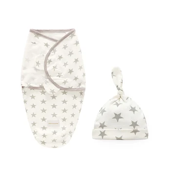 

1 Set Newborn Swaddle Wrap +Hat Cotton Baby Receiving Blanket Bedding Cartoon Cute Infant Sleeping Bag For 0-6 Months