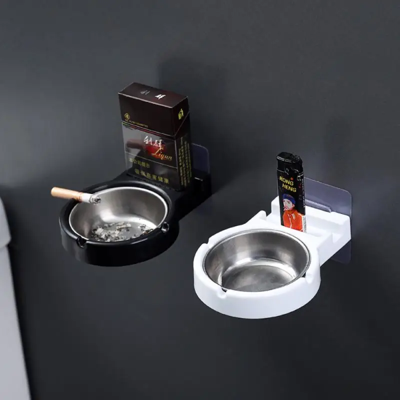 Hanging Cigarette Storage Rack Bathroom Wall Stainless Steel Ashtray Toilet Storage Cup Anti-fall DIY Europea Cigarette Tool Box cigarettes ashtray stainless steel ashtray