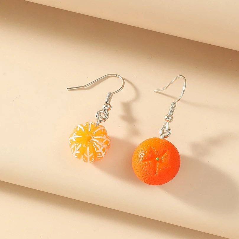 Dangle Earrings Drop Earrings Fruit Design Earrings Unusual Earing Women Orange Fruit Drop Hanging Earrings For Teen Funny Girls Female Ear Rings Jewelry Gift Stainless Steel