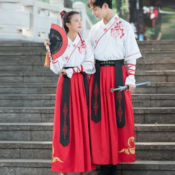 

Home&Nest Men Women Set Outfit Skirt Ancient Costumes Hanfu Chinese Folk Classical Swordsman Clothing Cosplay Martial Arts Suit