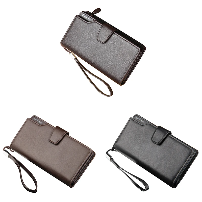 Винтажный кожаный мужской кошелек от бренда Baellerry, длинный держатель для карт на молнии, сумка для мобильного телефона, портативный мужской клатч
