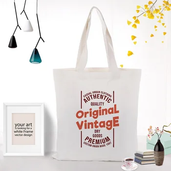 

Text type Canvas Handbag Tote Bag Custom Print Logo Text DIY Daily Use Shopping Bag Eco Ecologicas Reusable Recycle