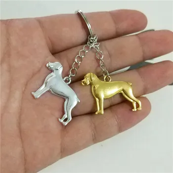 

Wholesale Trendy Rottweiler Key Chains Women Bag Cars Pendant Accessory Pitbull Key Rings Gift Punk Gold Silver Color