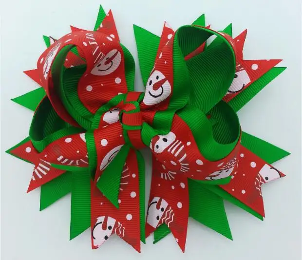 Girls Christmas Hair Bows With Clips Grosgrain Ribbon Headwear Handmade Bowknot Hair Accessories For Christmas 5 inches/8 inches - Цвет: 2