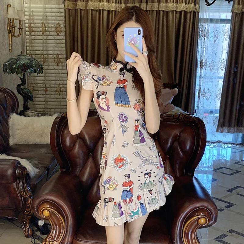 Китайское женское платье cheongsam без рукавов элегантное винтажное женское платье qipao vestidso Сексуальное Вечернее Платье Повседневный улучшенного качества qi pao - Цвет: color1