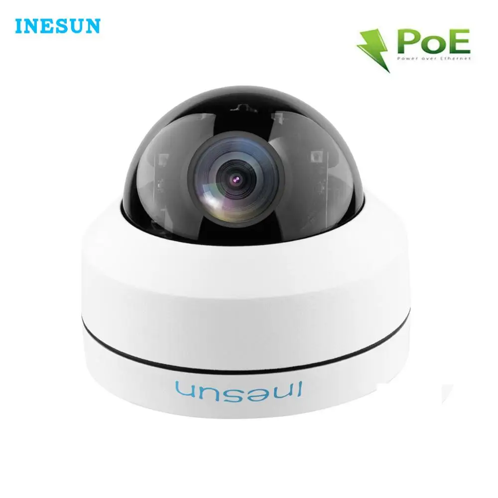 Inesun 2MP 1080P PoE IP домашняя камера безопасности IK10 Антивандальная IP66 Водонепроницаемая 4X оптическая зум PTZ купольная камера для улицы и дома