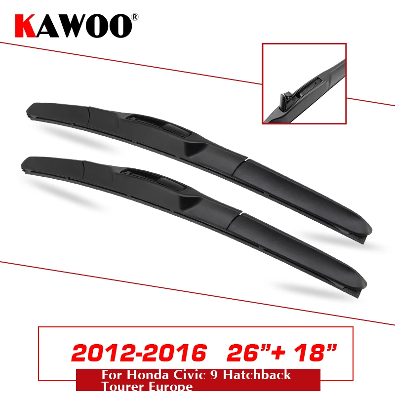 2012-2016 2618 KAWOO для Honda Civic 8 9/Civic Coupe автомобиля мягкие резиновые стеклоочистители Лезвия модель год от 2005 до Fit кнопка/U крюк руки - Цвет: 2012-2016 2618
