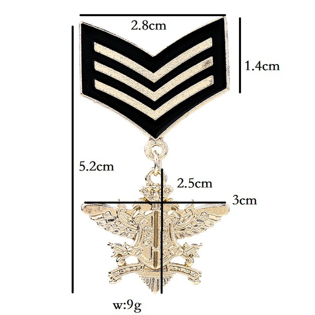 Retro Mens Gold Brooch Pins Arrowhead Lapel Pin Shield Army Badge Decoration